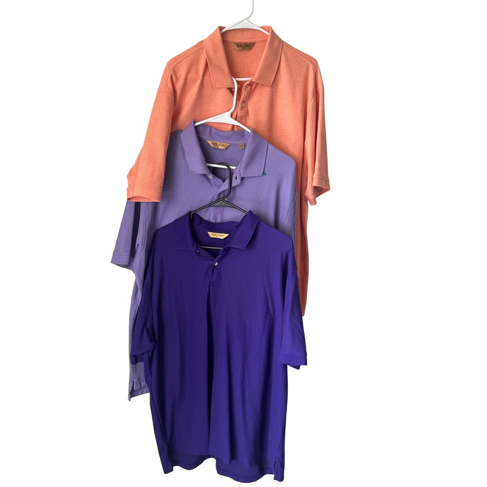 Roundtree & Yorke Gold Label Mens XL Polo Shirt Lot 3 Pack Purple Lavender Peach